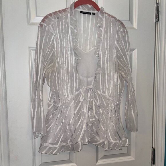 Notations White Semi-Sheer and Satin Stripe Twinset Blouse XL - Picture 1 of 9